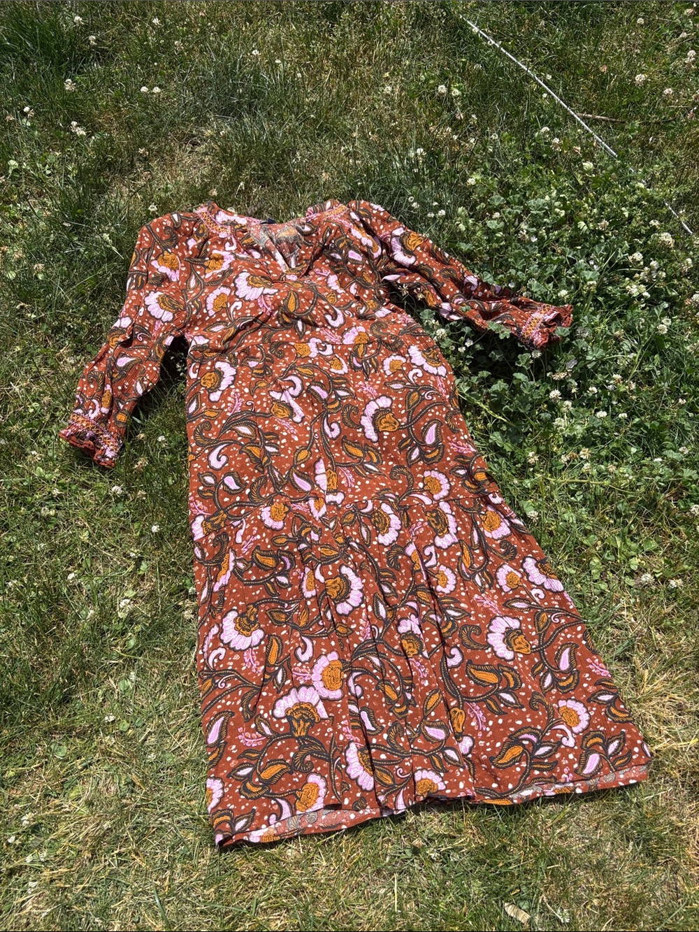 Democracy Rust & Pink Paisley Maxi Dress